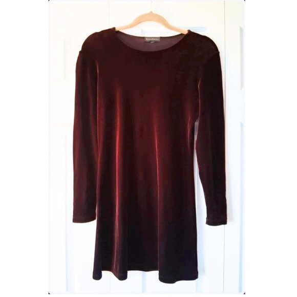 Banana Republic Burgundy Stretch Velour Party Holiday Dress - Picture 1 of 9